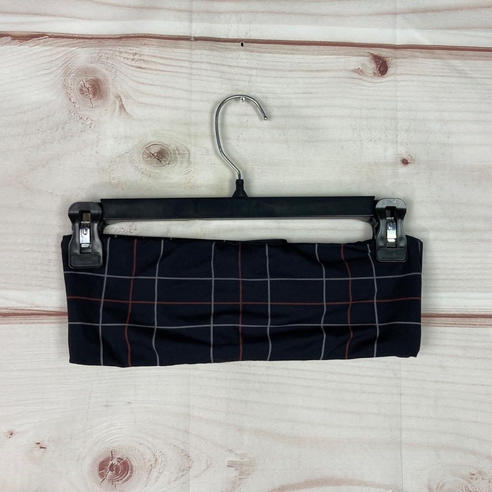 Linder Bikini Top Womens XS S Black Plaid Check Bandeau Swim Strapless Lined